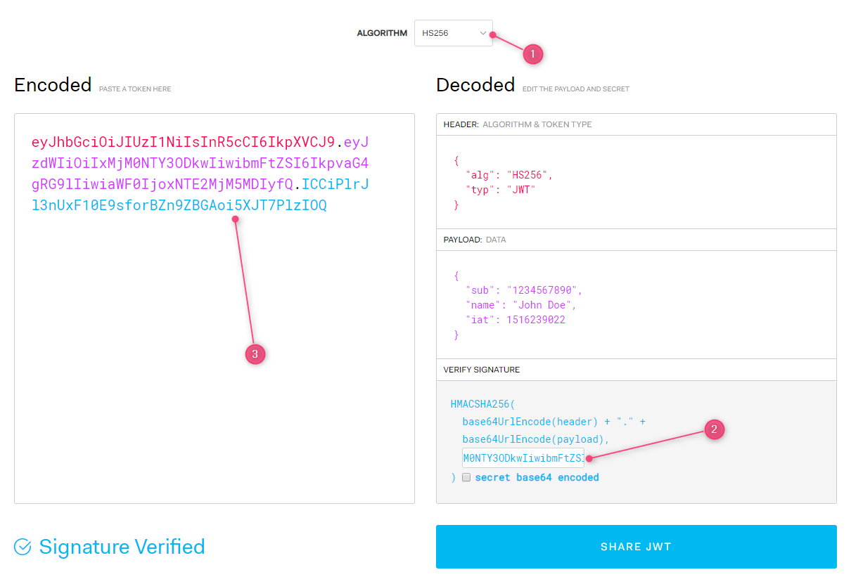 Generating JWT using jwt.io
