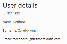 Rendered User Details