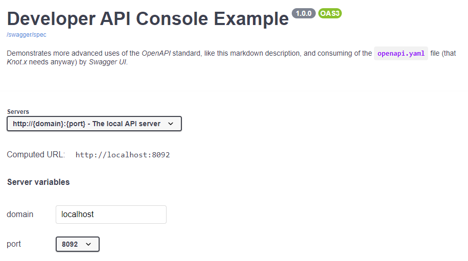 Top part of Swagger UI interface